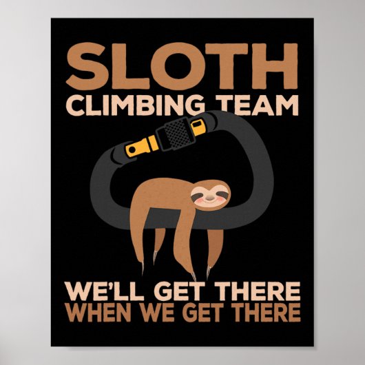 Rotsklimmer Luiaard Klimteam Karabijnhaak Poster (Voorkant)