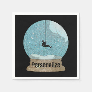 Rotsklimmer touw afweren sneeuw wereldbol uniek servet