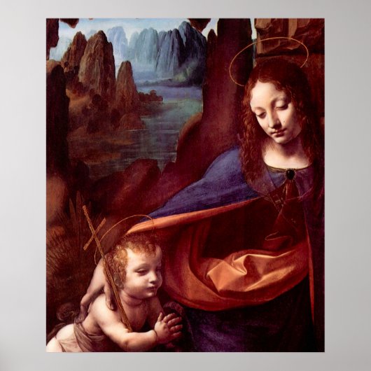 Rotsmadonna van Leonardo da Vinci Poster (Voorkant)