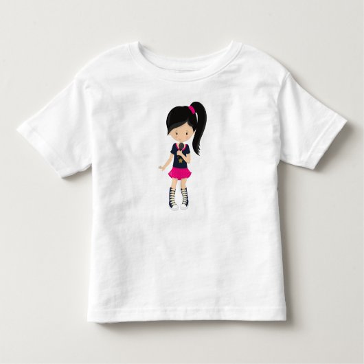 Rotsmeisje, Zwart Haar, Microfoon, Bandzangeres Kinder Shirts (Voorkant)