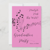 Rotsmuziek Zwart & Roze Foto Afstudeerfeest Kaart (Voorkant)