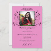 Rotsmuziek Zwart & Roze Foto Afstudeerfeest Kaart (Achterkant)