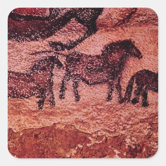 Rotsschilderij van tarpans, c.17000 BC Vierkante Sticker (Voorkant)