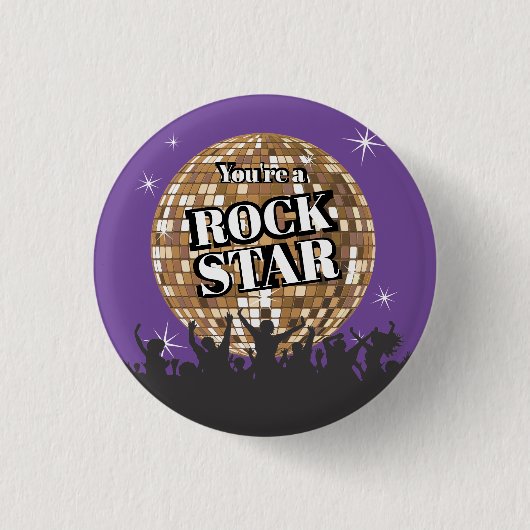 Rotstar disco ball medewerker kudos award button (Voorkant)
