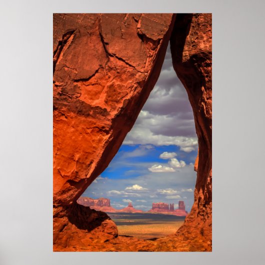 Rotsvenster naar Monument Valley, AZ Poster (Voorkant)