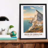 Rotswand van Gibraltar Reis Kunst Vintage Poster