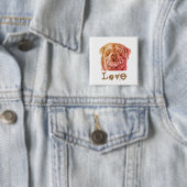 Rott Liefde Vierkante Button 5,1 Cm (In situ)