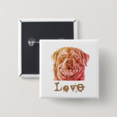 Rott Liefde Vierkante Button 5,1 Cm (Voorkant /achterkant)