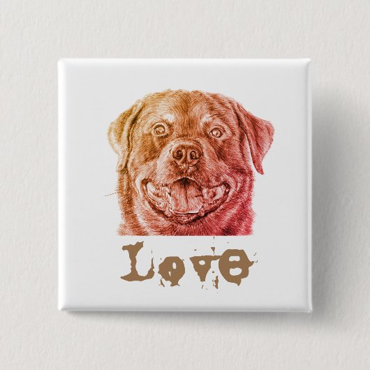 Rott Liefde Vierkante Button 5,1 Cm (Voorkant)