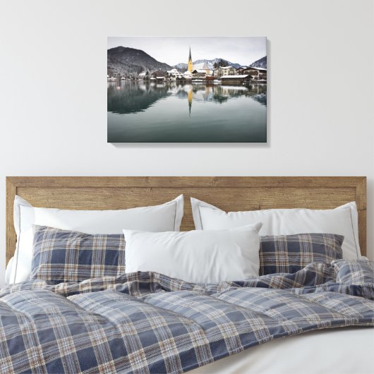 Rottach-Egern in het Tegernsee, Beieren in de wint Canvas Afdruk (Insitu (Slaapkamer))