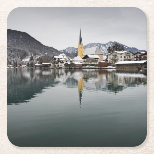 Rottach-Egern in het Tegernsee, Beieren in de wint Kartonnen Onderzetters (Voorkant)