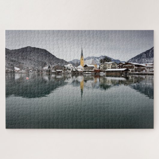 Rottach-Egern in het Tegernsee, Beieren in de wint Legpuzzel (Horizontaal)