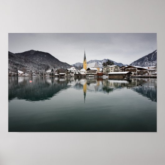 Rottach-Egern in het Tegernsee, Beieren in de wint Poster (Voorkant)