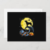 rotte hond en maan grappig halloween kostuum feestdagenkaart (Voorkant / Achterkant)