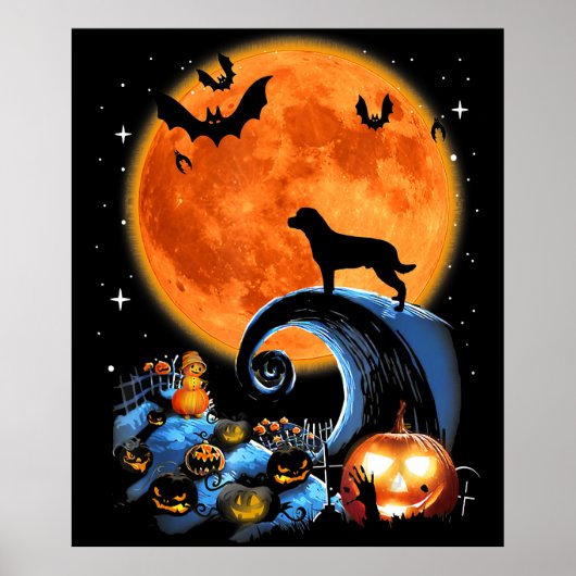 rotte hond maanpompoen halloween costuum gift poster (Voorkant)