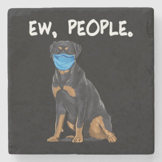 rotte hond met gezichtsmasker stenen onderzetter