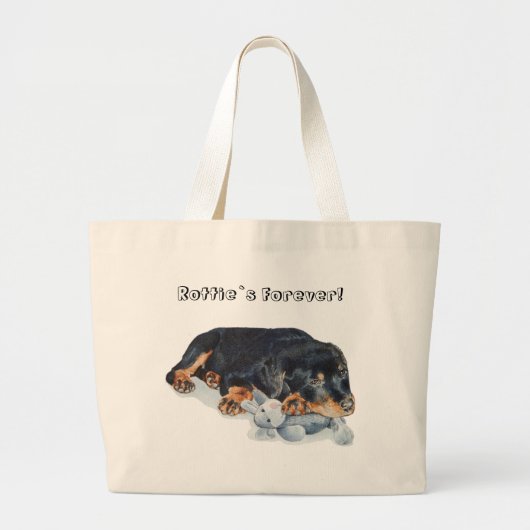rotte puppy kudde teddy hond portret kunst grote tote bag (Voorkant)
