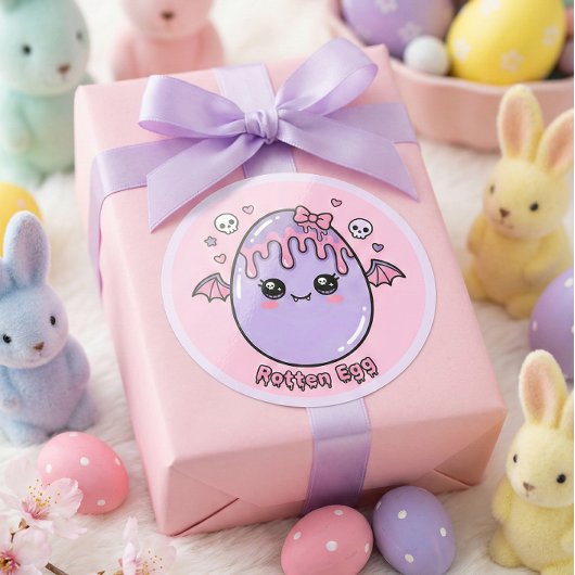Rotten Egg Pastel Goth Easter Kawaii Pink Lavender Ronde Sticker