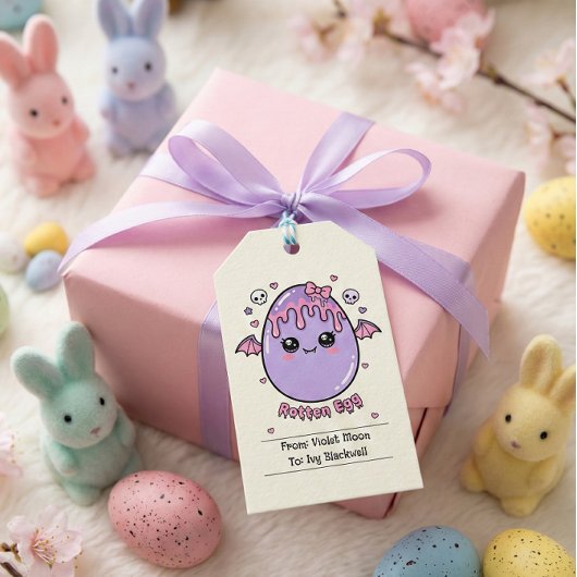 Rotten Egg Pastel Goth Pasen Roze Lavendel Cadeaulabel