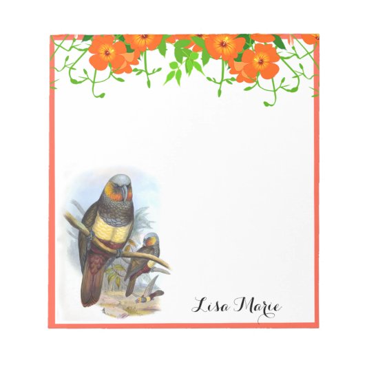  rotten en  Oranje bloemen, speciaal gepersonalise Notitieblok (Voorkant)