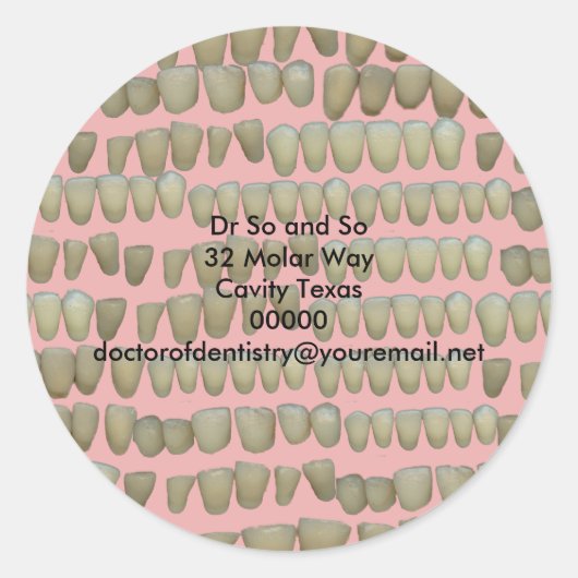 Rotten Tanden Dentist Dentistry Orthodontie Roze Ronde Sticker (Voorkant)
