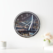 Rotterdam bij nacht foto van de cityscape grote klok (Huis)