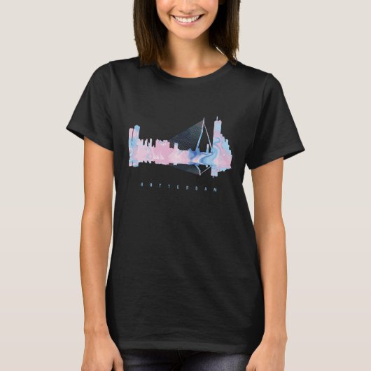 Rotterdam Nederland Brug Modern Reizen T-shirt (Voorkant)