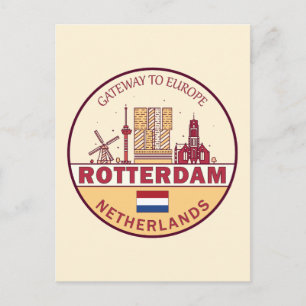 Rotterdam Nederland City Skyline Emblem Briefkaart