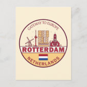 Rotterdam Nederland City Skyline Emblem Briefkaart (Voorkant)