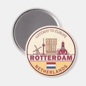 Rotterdam Nederland City Skyline Emblem Magneet (Voorkant / Achterkant)