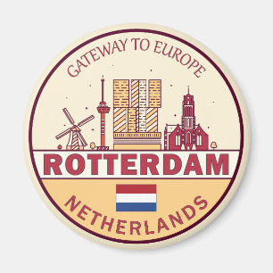Rotterdam Nederland City Skyline Emblem Magneet