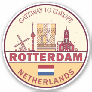 Rotterdam Nederland City Skyline Emblem Sticker