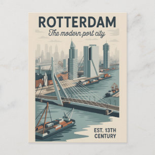 Rotterdam Nederland Retro Silhouette Reis Briefkaart