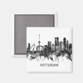 Rotterdam Nederland Skyline BW Magneet (Voorkant / Achterkant)