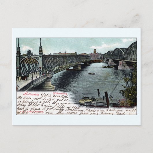 Rotterdam: Nederland Willems Bridge Briefkaart (Voorkant)