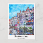 Rotterdam Netherlands Travel Waterverf Hand geteke Briefkaart (Voorkant)