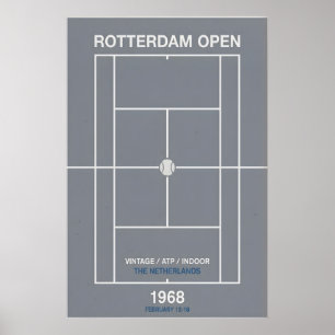 Rotterdam Open Muur Kunst Vintage Tennis Grafisch Poster
