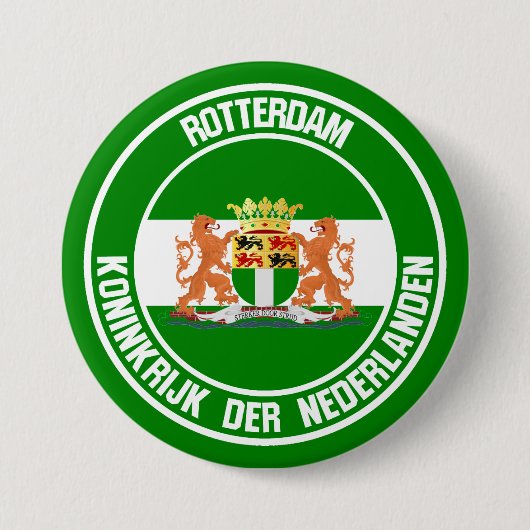 Rotterdam Round Emblem Ronde Button 7,6 Cm (Voorkant)