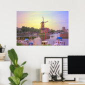 Rotterdam, Schiedam windmolen en oude haven Poster (Thuiskantoor)