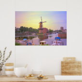 Rotterdam, Schiedam windmolen en oude haven Poster (Keuken)