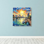 Rotterdam Silhouet Haven Gloed Canvas Kunst (Insitu (Houten vloer))