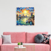 Rotterdam Silhouet Haven Gloed Canvas Kunst (Insitu (Woonkamer))