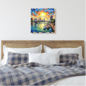 Rotterdam Silhouet Haven Gloed Canvas Kunst (Insitu (Slaapkamer))