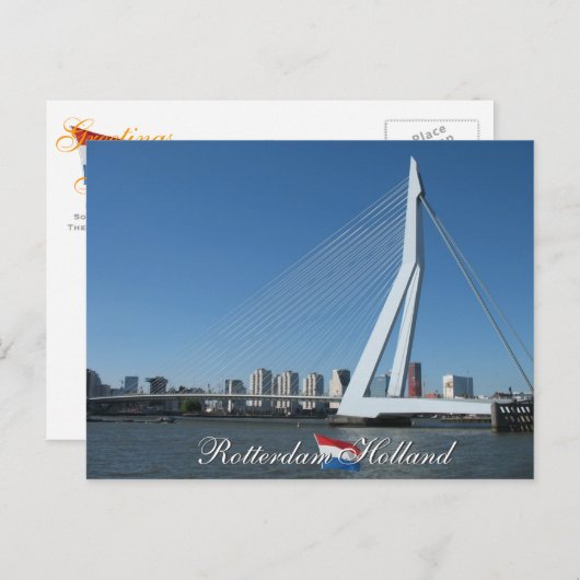 Rotterdam Skyline en Bridge Holland Briefkaart (Voorkant / Achterkant)