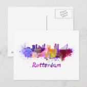 Rotterdam skyline in watercolor briefkaart (Voorkant / Achterkant)