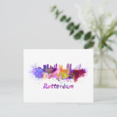 Rotterdam skyline in waterverf briefkaart (Staand voorkant)