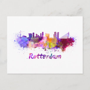 Rotterdam skyline in waterverf briefkaart