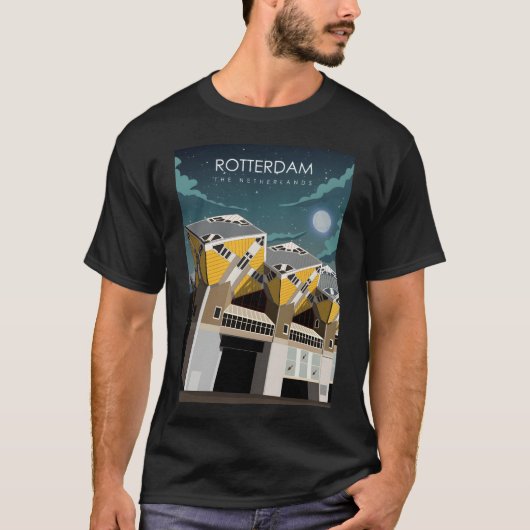 Rotterdam The Netherlands Minimal Retro TR T-shirt (Voorkant)