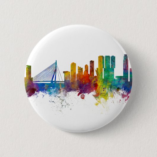 Rotterdam The Netherlands Skyline Ronde Button 5,7 Cm (Voorkant)
