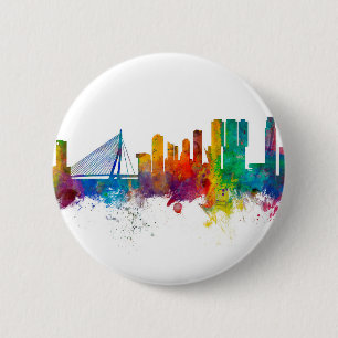Rotterdam The Netherlands Skyline Ronde Button 5,7 Cm